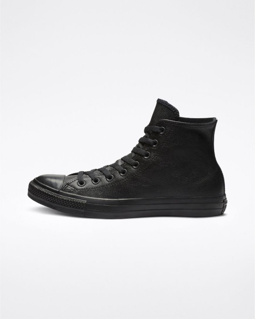 Women's Converse Chuck Taylor All Star Leather High Top Shoes Black | AU 6C413Z
